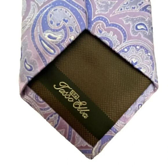 Tasso Elba Men's Classic Paisley 100% Silk Tie Purple Size Regular - Picture 5 of 9